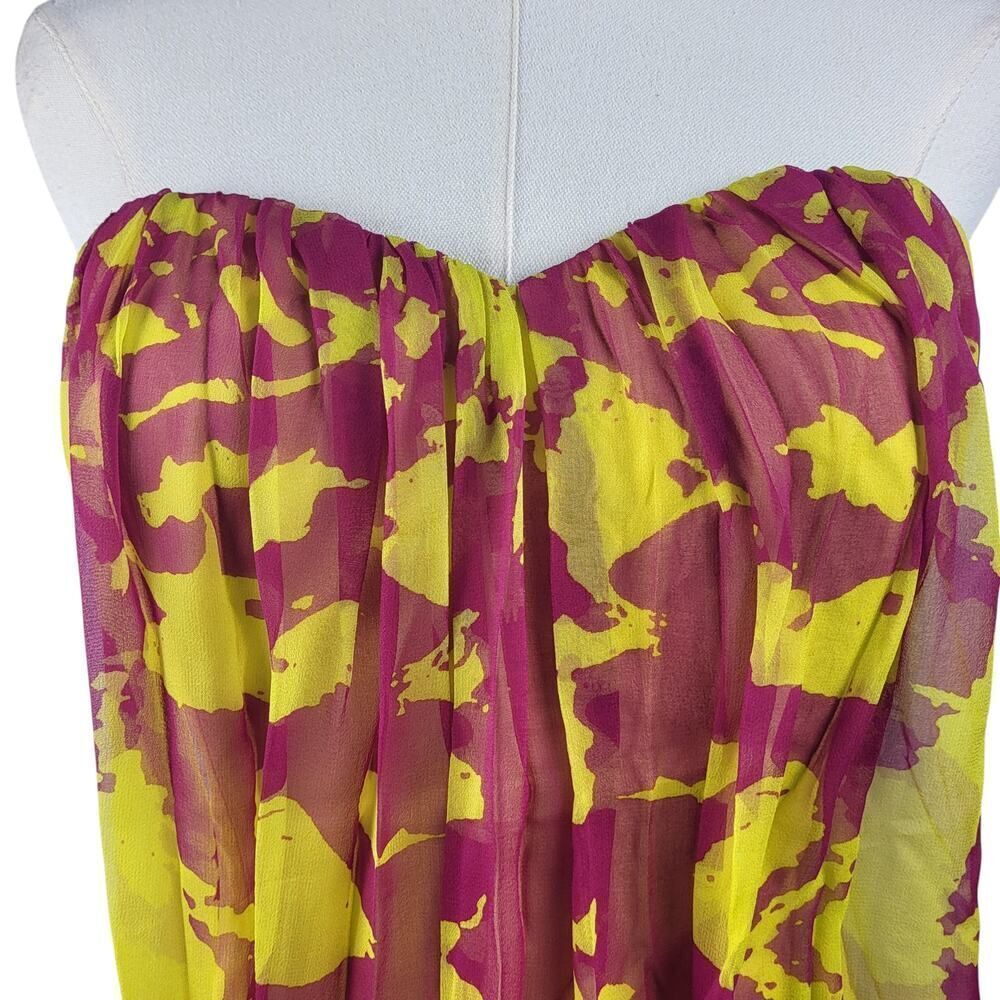 NEW Jay Godfrey SZ 6 Layered Silk Strapless Mini Dress Sheer Pink Green Overlay - Picture 8 of 15